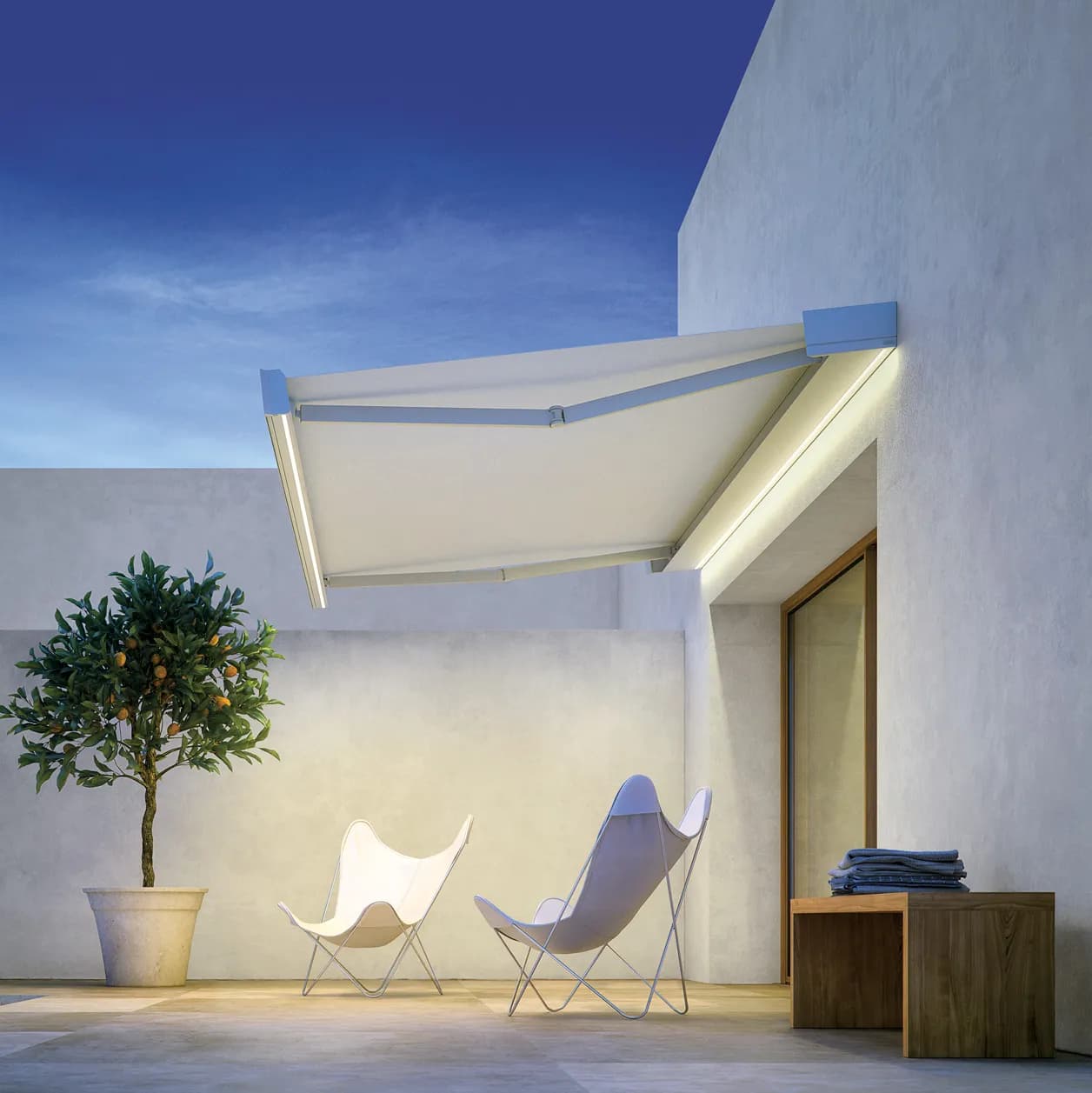 Arm awning on a villa