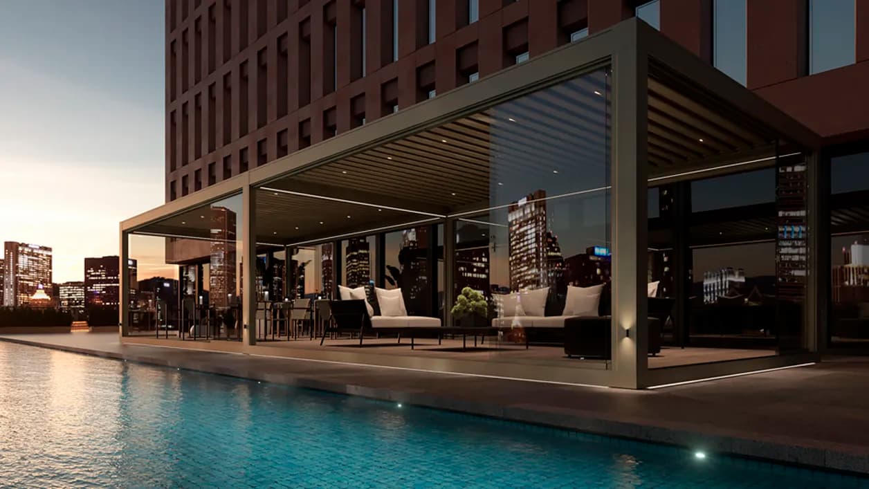 Pergola accessories and lighting details