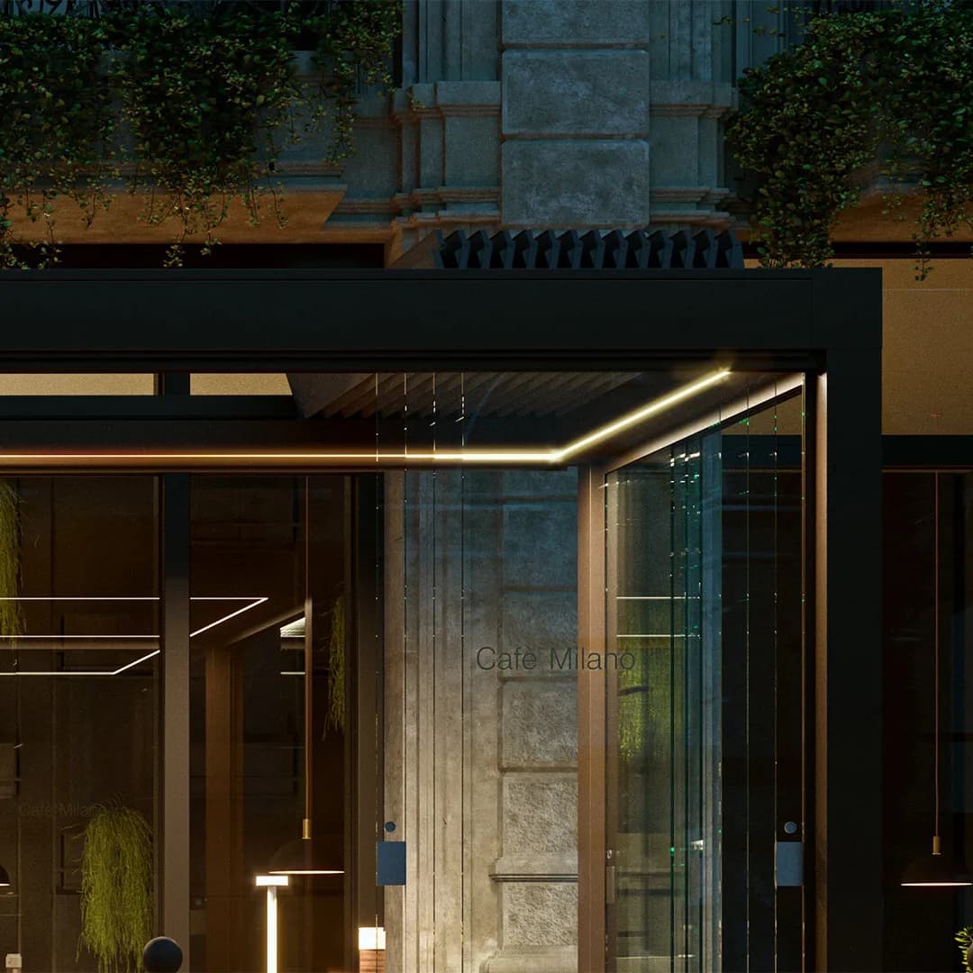 AP-410 Solar LED Retractable Pergola detail