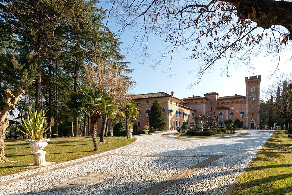 Dome awnings in a castle wine resort